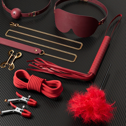 Kit BDSM 11 Pièces Clarissa Rouge – Pour des jeux intenses & élégants